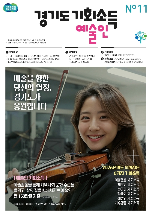경기도, 예술인 기회소득 11일부터 접수. 7월부터 지급