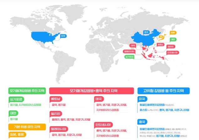 질병관, 여름 휴가철 상위 10개 해외여행지 한눈에 보는 감염병 지도 확인하세요