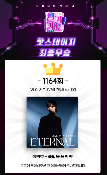 장민호, '인기가요' 핫 스테이지 1위!  무대로 팬심 저격