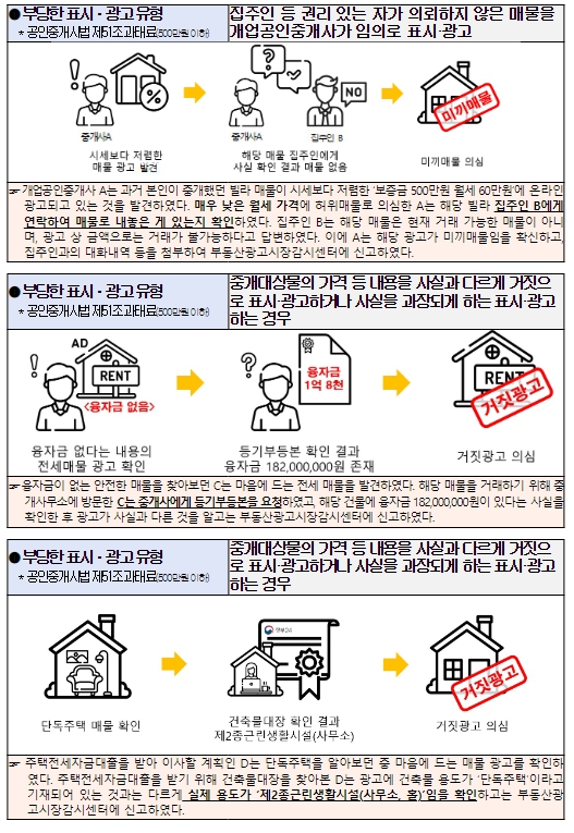 국토교통부, 주택ㆍ중고차 미끼용 가짜매물 범정부 특별단속 결과