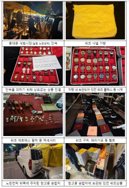 ‘노란천막 꼼짝마’ 특허청, 동대문 짝퉁시장 집중단속