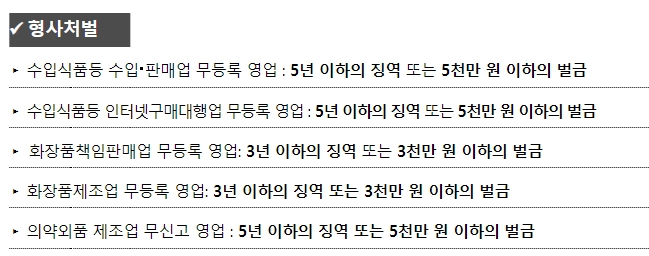 식품의약품안전처, 해외 식품·화장품 구매대행 등 영업 시 영업 인허가 사항 반드시 확인
