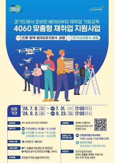 경기도일자리재단, 4060 맞춤형 재취업 지원사업 참여자 2차 모집 시작