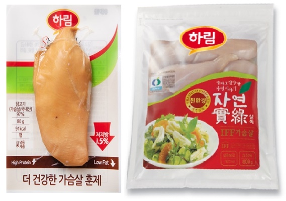 [하림_이미지]더건강한가슴살훈제(좌), 자연실록 IFF 가슴살(우).jpg